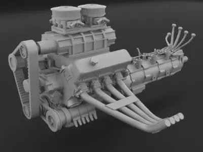 Big Block V8 Drag Motor 3D print model