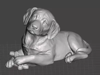 yellow lab puppy statue 3D print model