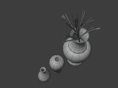 3 chinese vases Low-poly 3D model