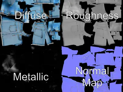 Denim Skirt Model Pack with Detailed Textures Low-poly 3D model