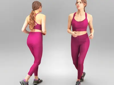 Pretty young woman running 331 Low-poly 3D model