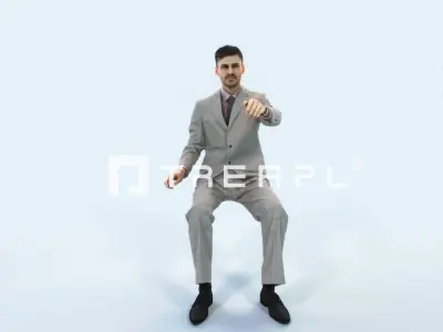 Posture 20E Driver Driving Sitting Elegant Business Man Low-poly 3D model