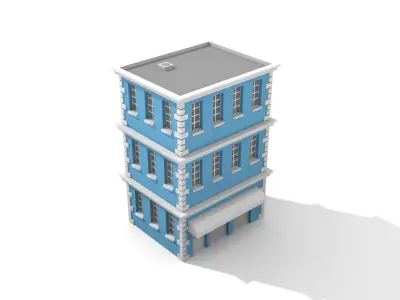 low poly apartment building Free low-poly 3D model