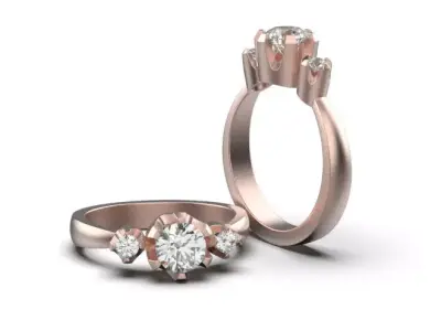 Solitaire rings in 5 styles and 11 sizes 3D print model