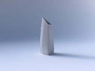 Vase tipped triangle with twisted diagonal grid dents 3D print model