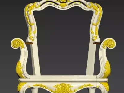 Armchair ornate chair Low-poly 3D model