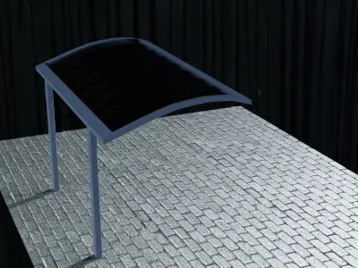 CARPORT LOW POLY bus shelter with roof Low-poly 3D model