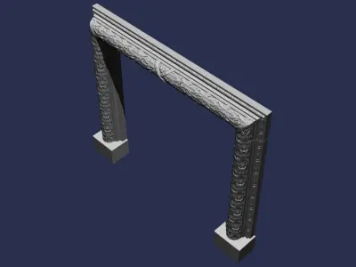 Oak Leaves Fireplace Mantel 3D model