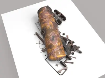 Oil Rail Car Crash 3D model