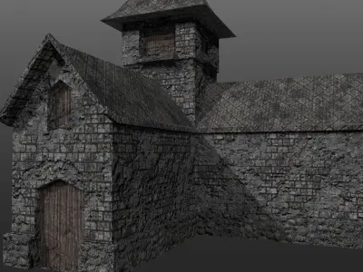 3D Pbr Medieval House game ready Free low-poly 3D model