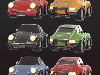 Car stylized porsche pack 3d model Low-poly 3D model