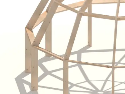 Wood construction dome Low-poly 3D model