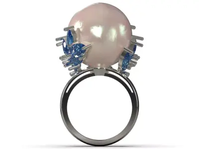 Luxury pearl jewelry 3d stl printable ring model pr0077 3D print model