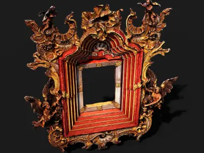 ornamental baroque frame picture PBR photogrammetry Low-poly 3D model