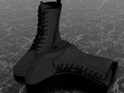 GREYDER 3D BOOTS - LEATHER - BLACK - HIGH Low-poly 3D model