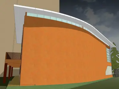 Office with wall facade 3D model