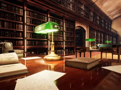 library Low-poly 3D model