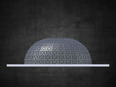 Dome structure flower of life panels Low-poly 3D model