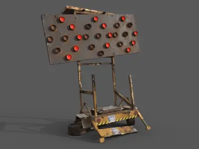 New And Broken Traffic Arrow Signboard Low Poly Game Ready Low-poly 3D model