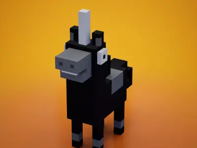 Voxel - Black Unicorn Low-poly 3D model