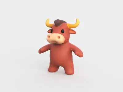 Little animal baby - Bull cute - Animated  Low-poly 3D model