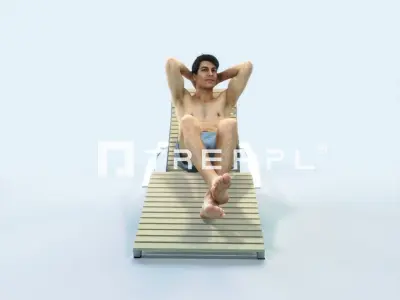 QAG07 4X Sports Beach Running Jogging Man Woman 009 Low-poly 3D model