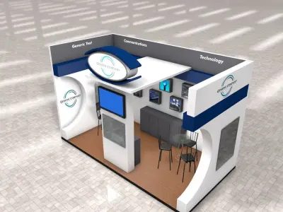 Exhibition Stand Booth stall 3x6m Height 440cm 2 Sides Open 3D model