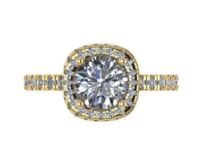 Unique halo style diamond ring 3D print model