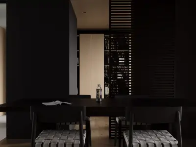 Modern living room dining room interior scenes  3D model