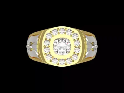 Mens Two-Tone Diamond stl 3dm Ring Classic Design Model mr0263 3D print model