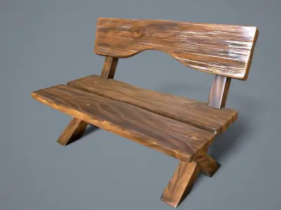 cartoon bench Free low-poly 3D model