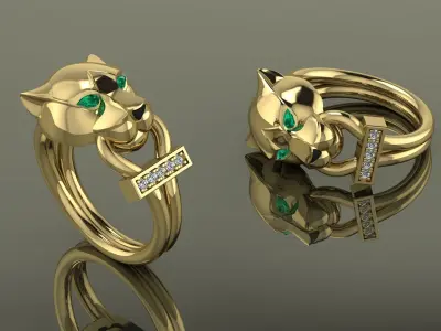 Panthere Ring Gold  3D print model