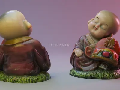Buddha ceramic interior decoration - PBR - Cycles Renderer 3D model