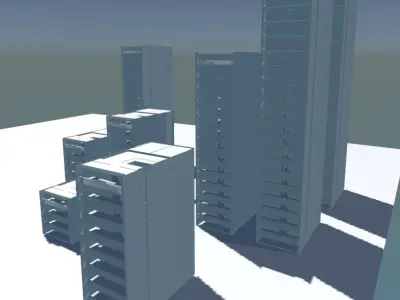 Buildings Set Low-poly 3D model