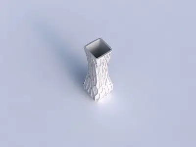 Vase larger opening rectangle with organic dents 3D print model