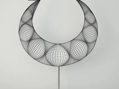 Tribal Metal Necklace on Stand 3D model