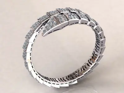 Viper Snake Bracelet Full Pave 3D print model