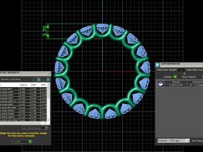 U Shaped Eternity Ring 3 point 7 mm stone size swiss 11 and EU51 3D print model