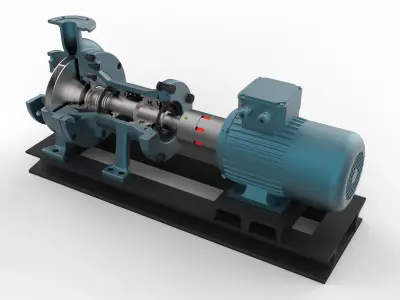 Centrifugal Pump with AC motor 3D model