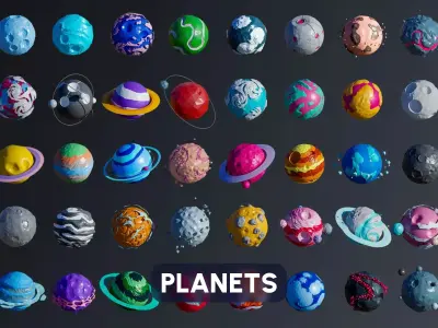 Planets Low-poly 3D model