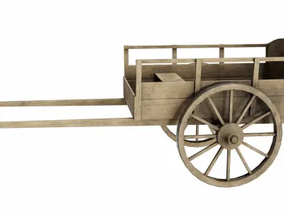The cart wooden wagon 3D model
