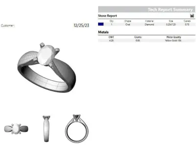 Oval 0-75-CT Quarter Round Profile Shank Width 3-75mm 3D print model