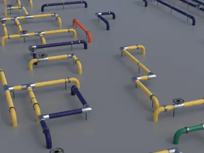 Wall Ground Pipes Asset Pack 3D model