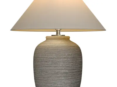 Grey Fluted Nightstand bedside European Ceramic Table Lamp 3D model