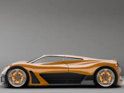 Racing Concept Car - Mid Poly 3D Model with Base Interior Low-poly 3D model