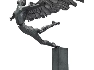 Falling angel sculpture Low-poly 3D model