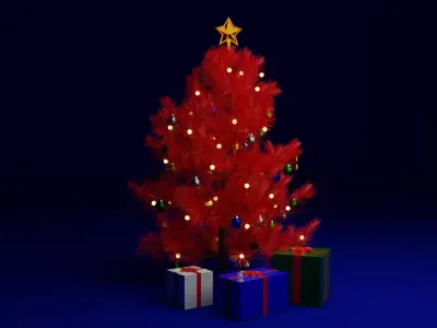 RED CHRISTMAS TREE 3D MODEL 3D model