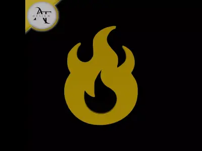 Simple Flame Symbol - 2D Art Free 3D print model 6