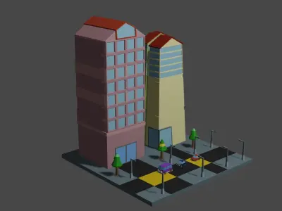 Town for resident  Free low-poly 3D model