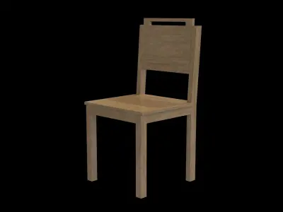 Chair wooden 03 Low-poly 3D model